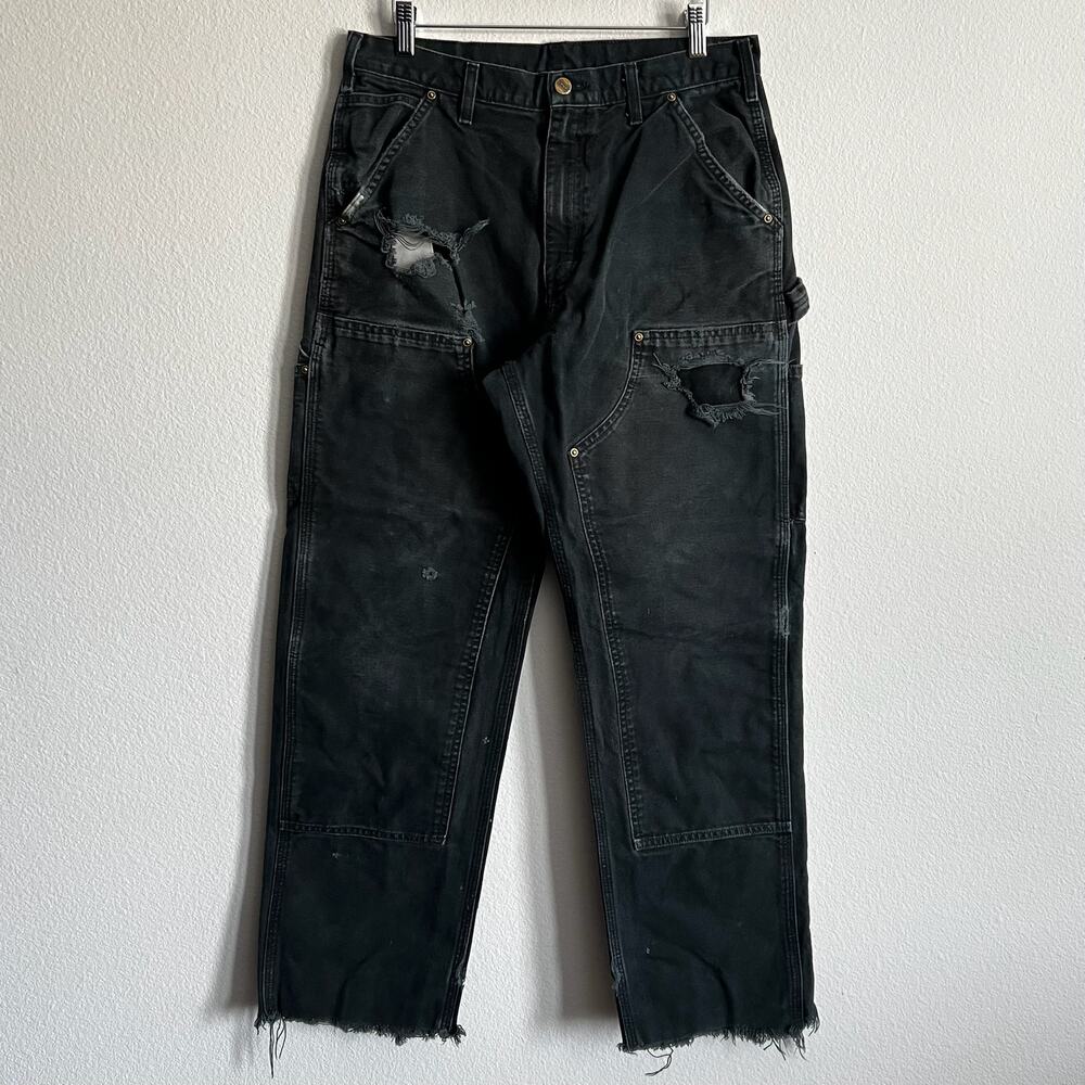 Carhartt B136 BLK faded black double knee work wear carpenter pants